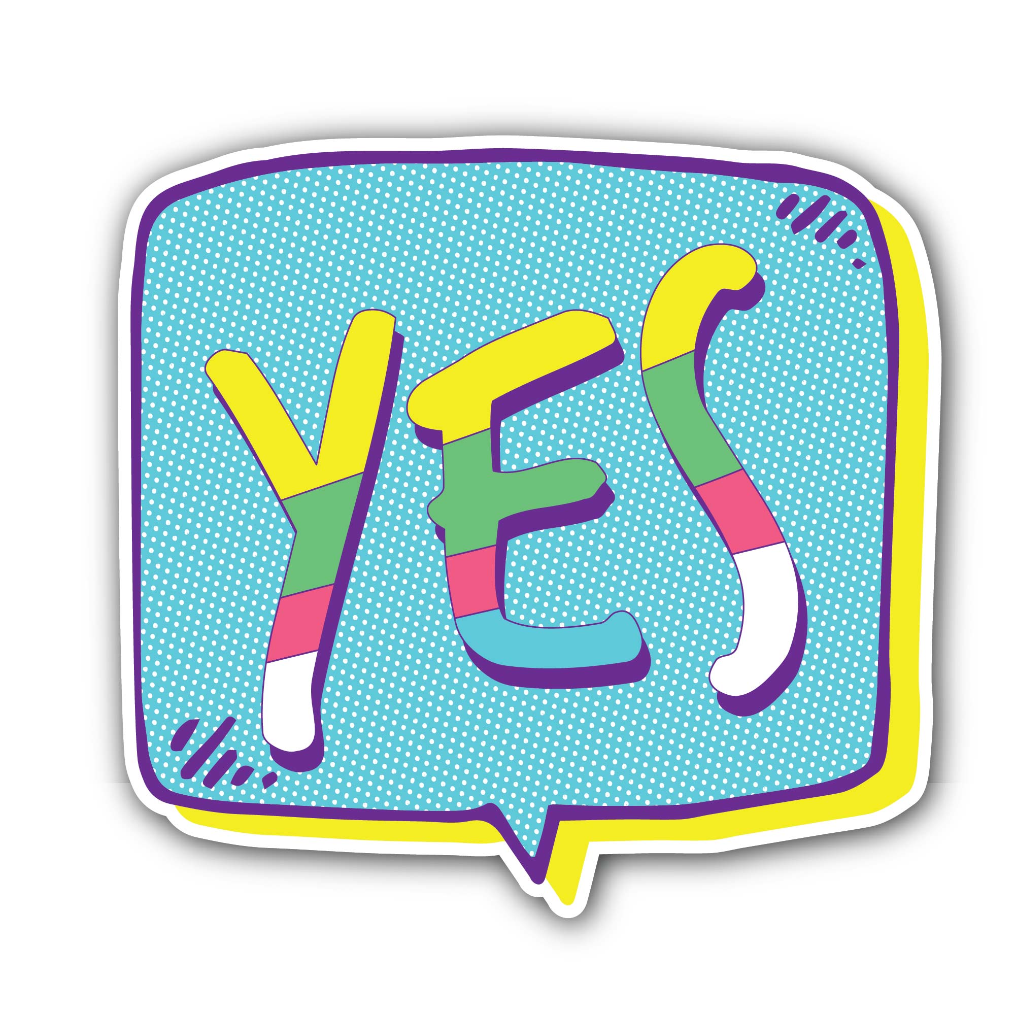 Yes Text Box Message Sticker, Waterproof Vinyl Decal Sticker Indoor Or Outdoor 2 (Pieces) 3" and 5"