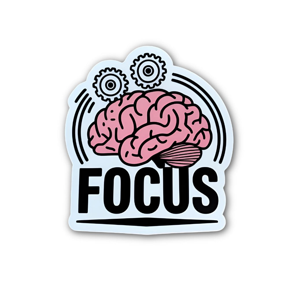 FOCUS Brain Sticker, Waterproof Vinyl Decal Sticker Indoor Or Outdoor 2 (Pieces) 3" and 5