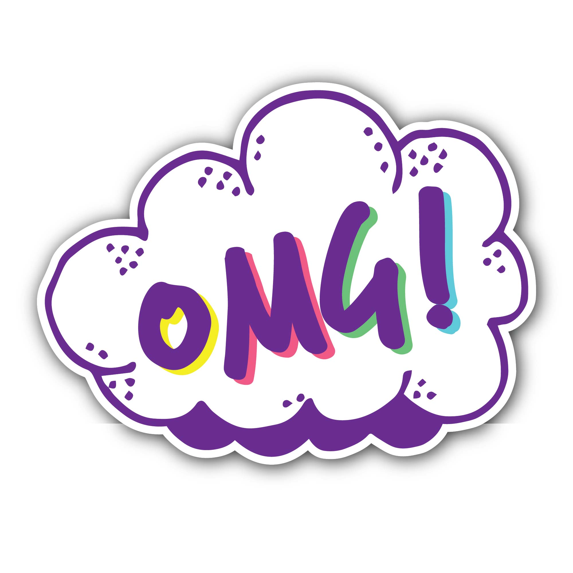 OMG Cloud Message Sticker, Waterproof Vinyl Decal Sticker Indoor Or Outdoor 2 (Pieces) 3" and 5"