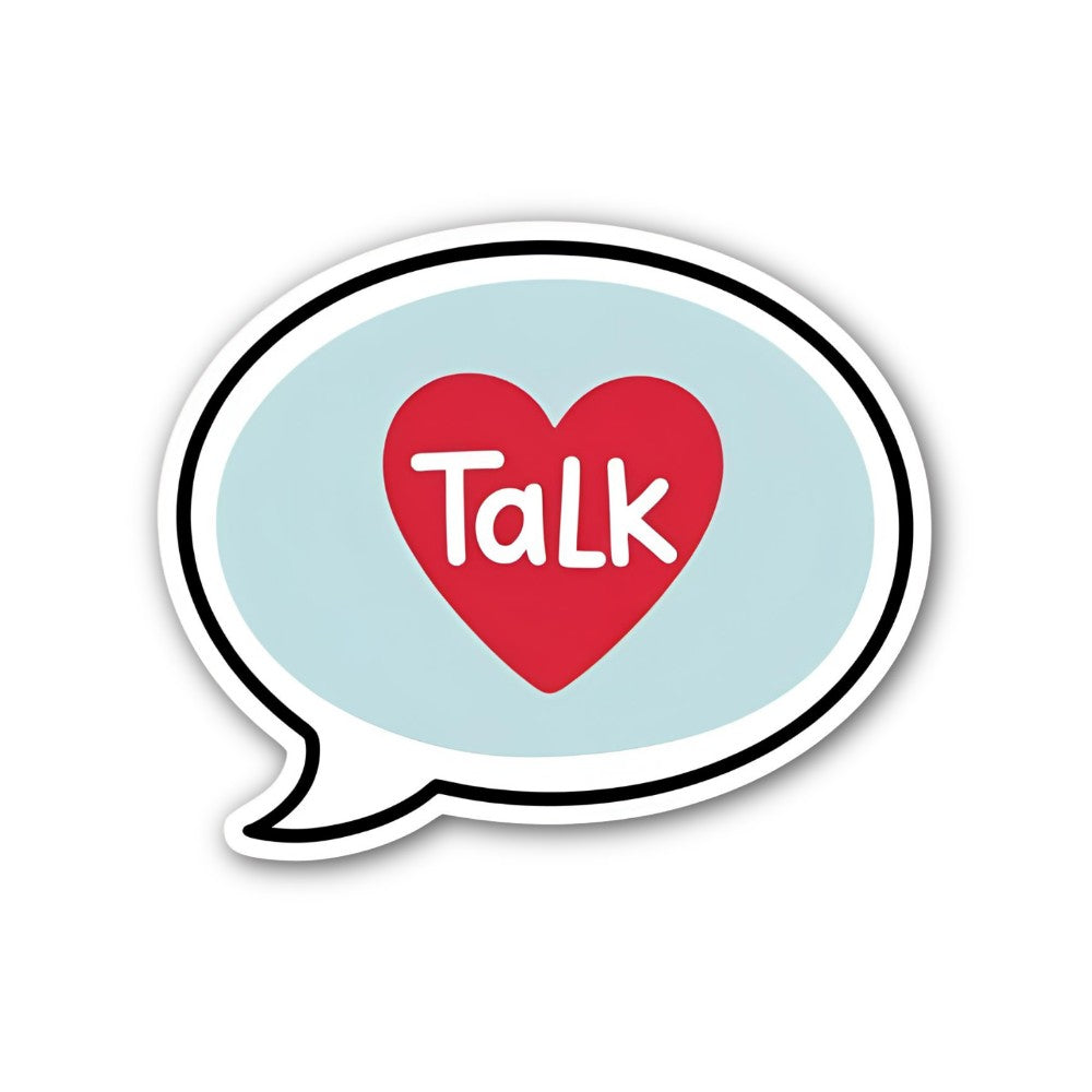 Talk Love Heart Sticker, Waterproof Vinyl Decal Sticker Indoor Or Outdoor 2 (Pieces) 3" and 5