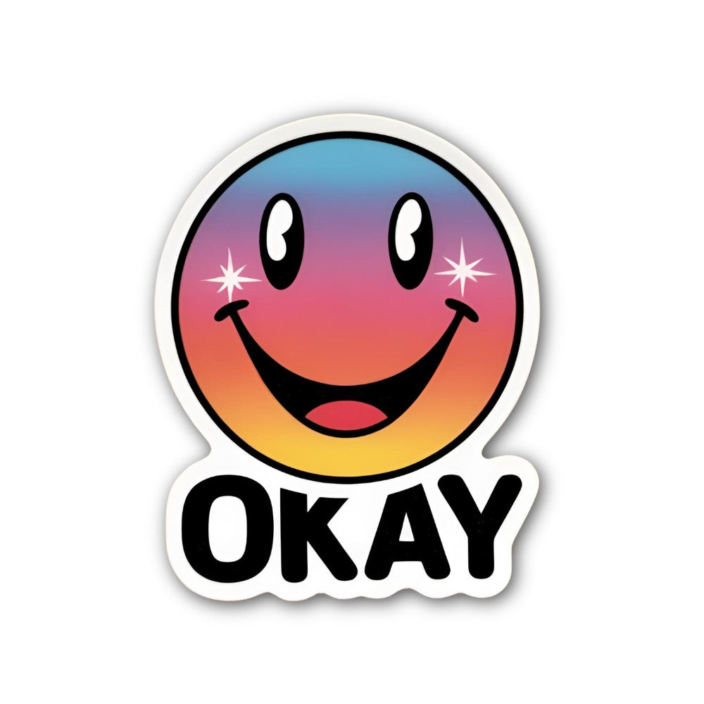 Colourful Smile Face Sticker, Waterproof Vinyl Decal Sticker Indoor Or Outdoor 2 (Pieces) 3" and 5"