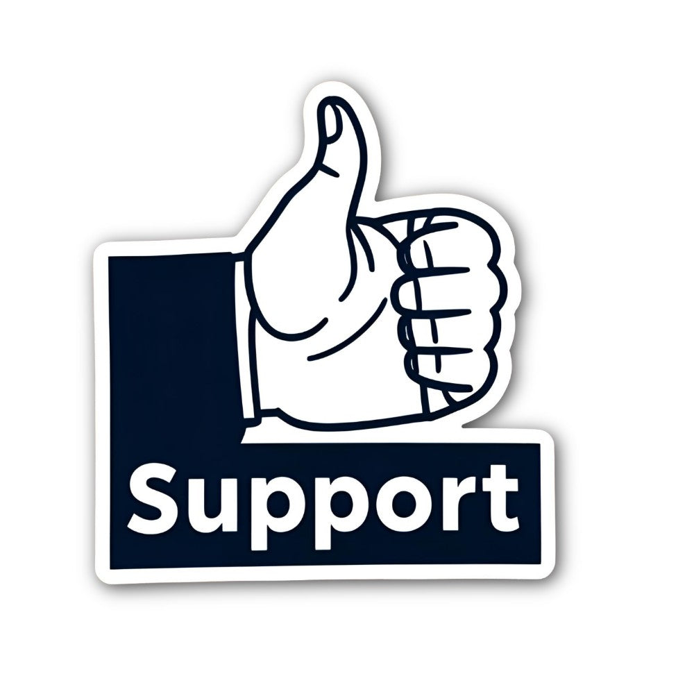 Support Hand Sticker, Waterproof Vinyl Decal Sticker Indoor Or Outdoor 2 (Pieces) 3" and 5"