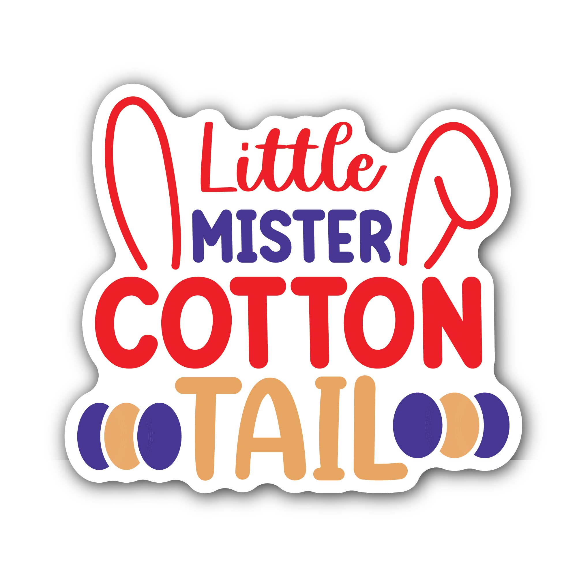 Little Mister Cotton Tail Sticker, Waterproof Vinyl Decal Sticker Indoor Or Outdoor 2 (Pieces) 3" and 5"