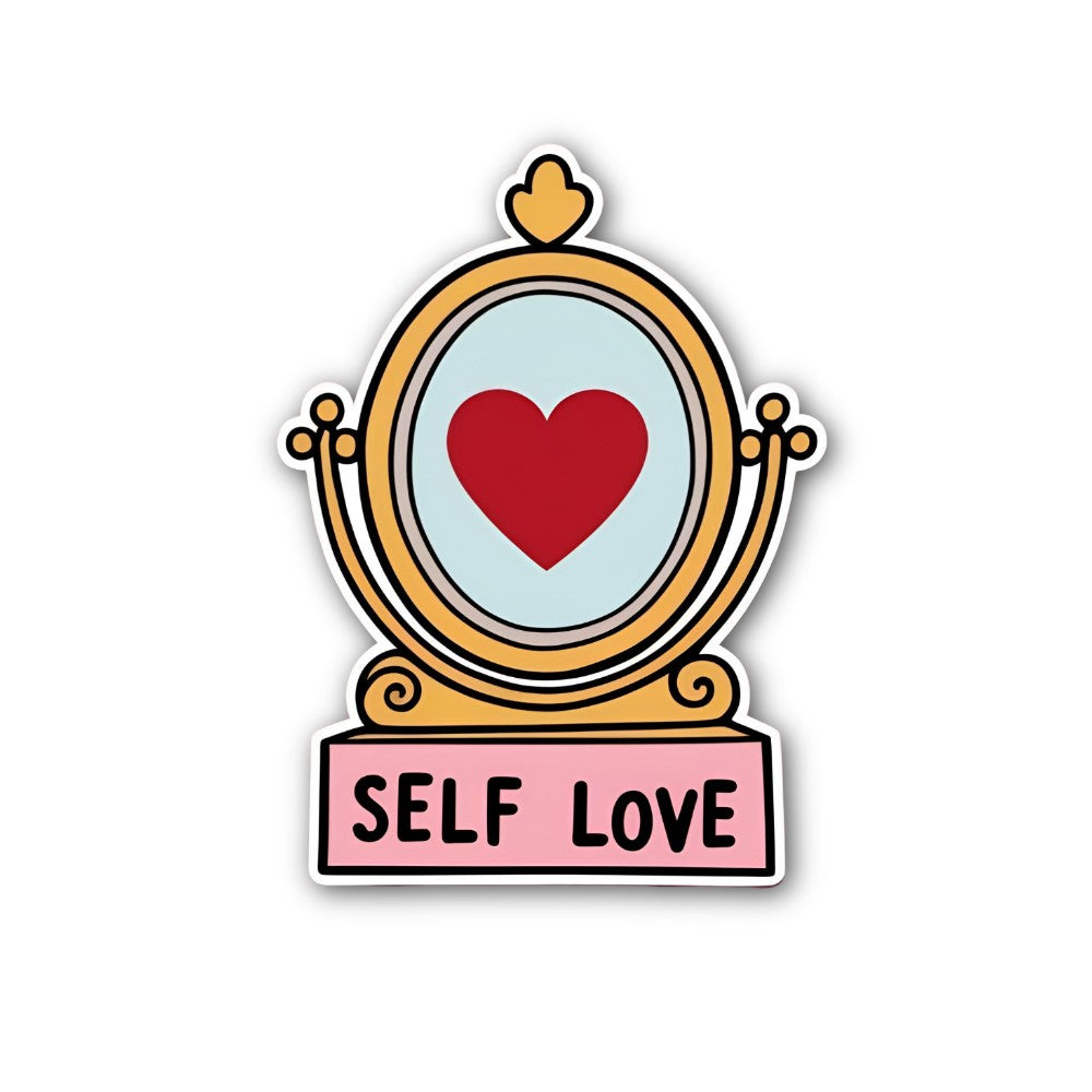 Cute SELF LOVE Sticker, Waterproof Vinyl Decal Sticker Indoor Or Outdoor 2 (Pieces) 3" and 5"