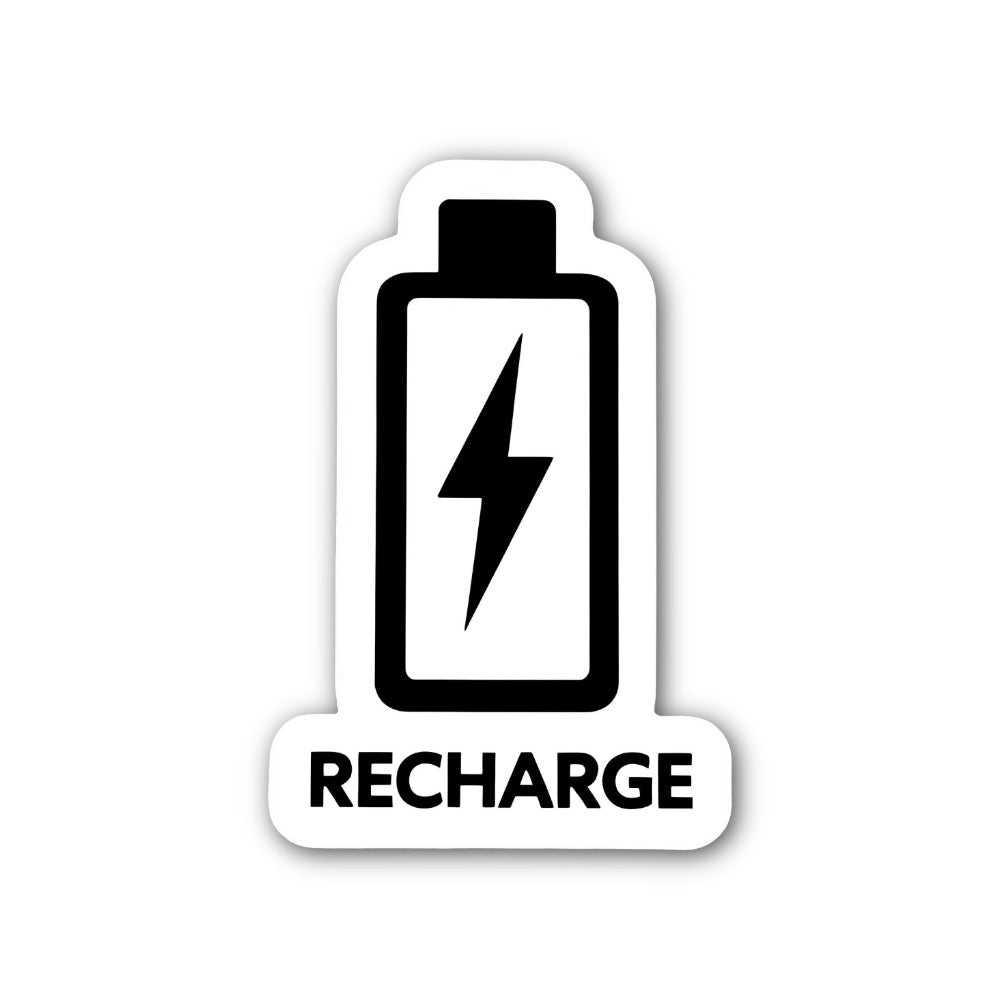 Recharge Battery Sticker, Waterproof Vinyl Decal Sticker Indoor Or Outdoor 2 (Pieces) 3" and 5"