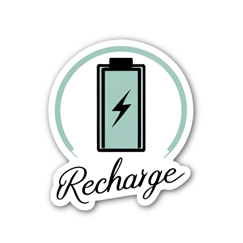 Recharge Colourful Battery Sticker, Waterproof Vinyl Decal Sticker Indoor Or Outdoor 2 (Pieces) 3" and 5"