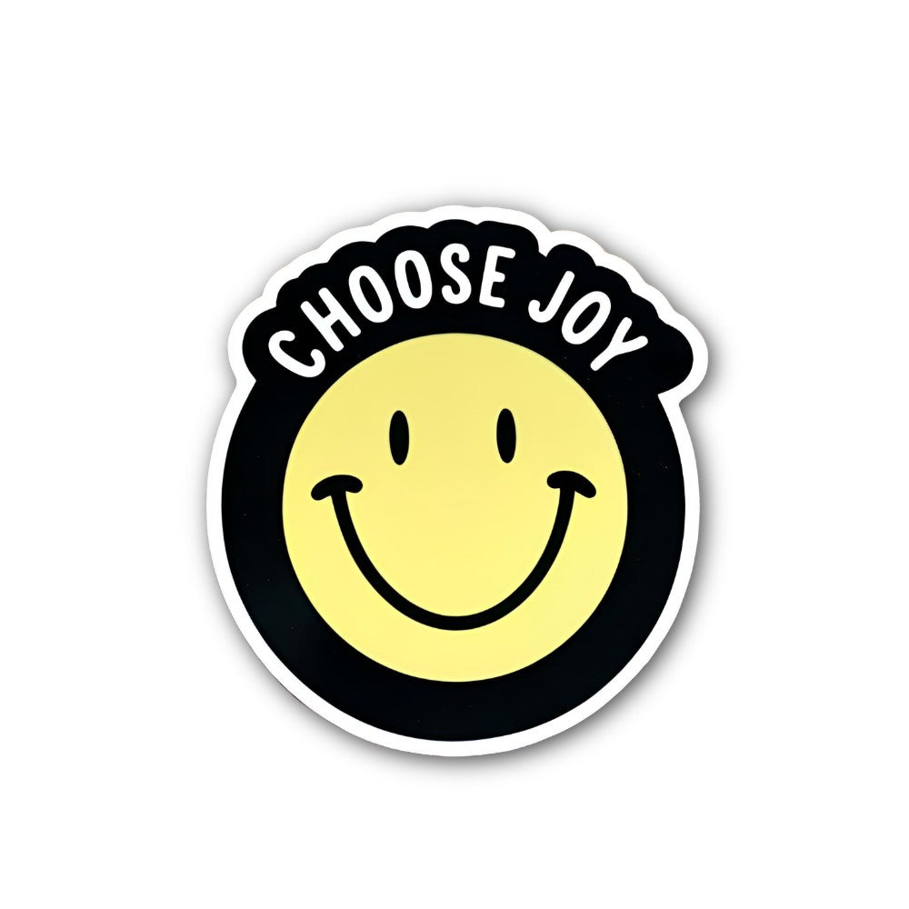 Choose Joy Smiley Face Sticker, Waterproof Vinyl Decal Sticker Indoor Or Outdoor 2 (Pieces) 3" and 5"