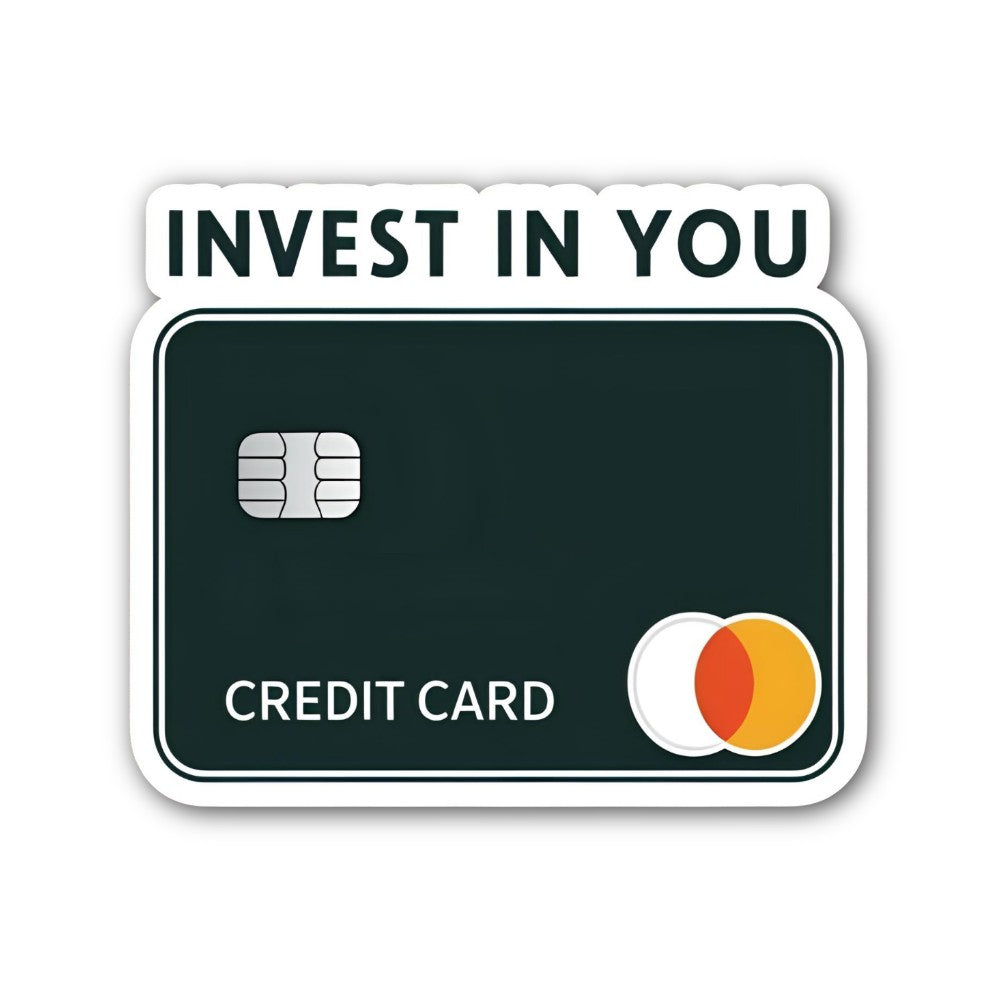 INVEST IN YOU Sticker, Waterproof Vinyl Decal Sticker Indoor Or Outdoor 2 (Pieces) 3" and 5"