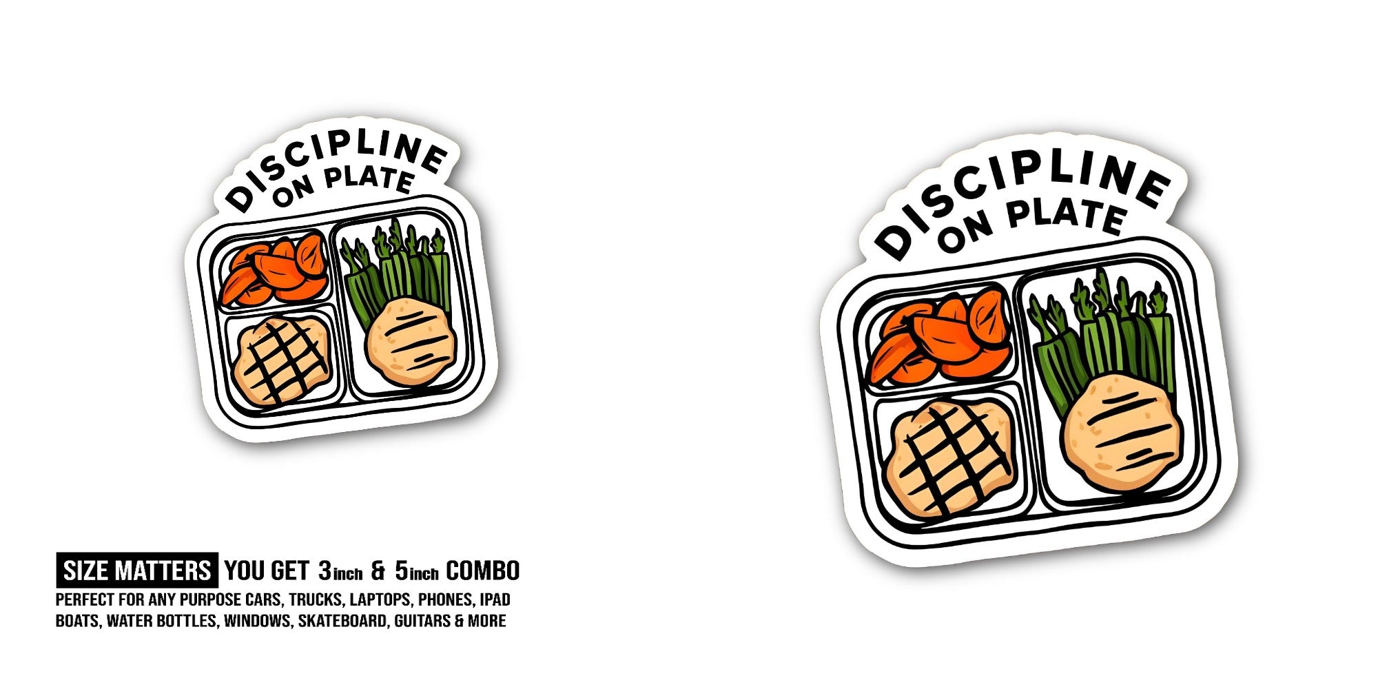 DISCIPLINE ON PLATE Sticker, Waterproof Vinyl Decal Sticker Indoor Or Outdoor 2 (Pieces) 3" and 5"