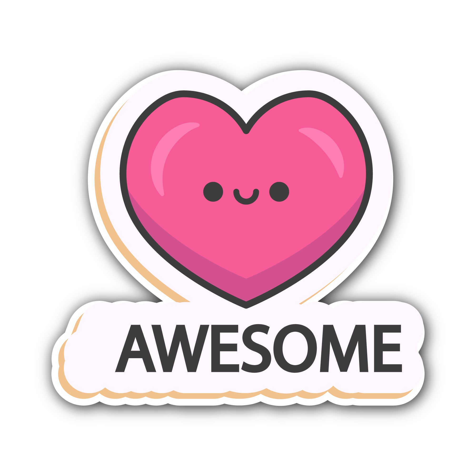 Awesome Text Sticker, Waterproof Vinyl Decal Sticker Indoor Or Outdoor 2 (Pieces) 3" and 5"