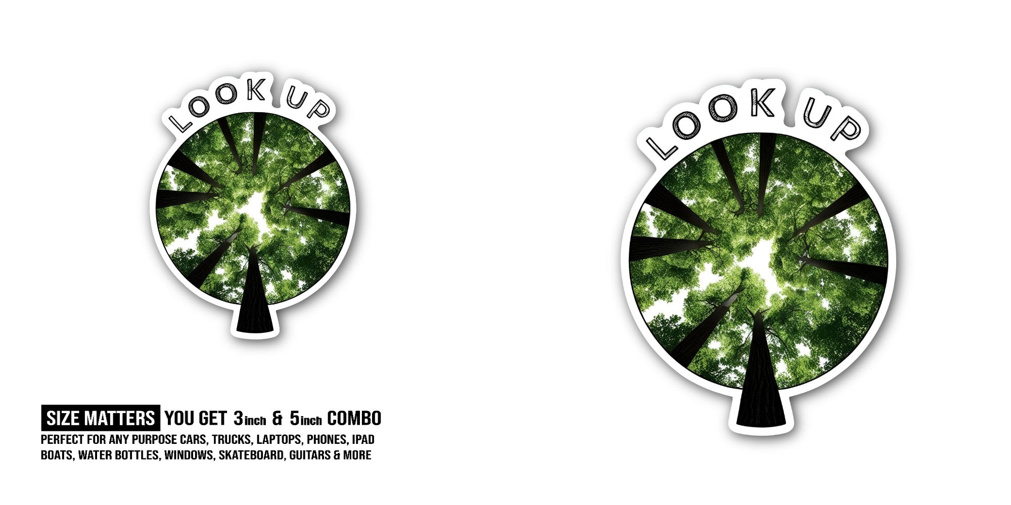 LOOK UP Beautiful Sky Sticker, Waterproof Vinyl Decal Sticker Indoor Or Outdoor 2 (Pieces) 3" and 5"