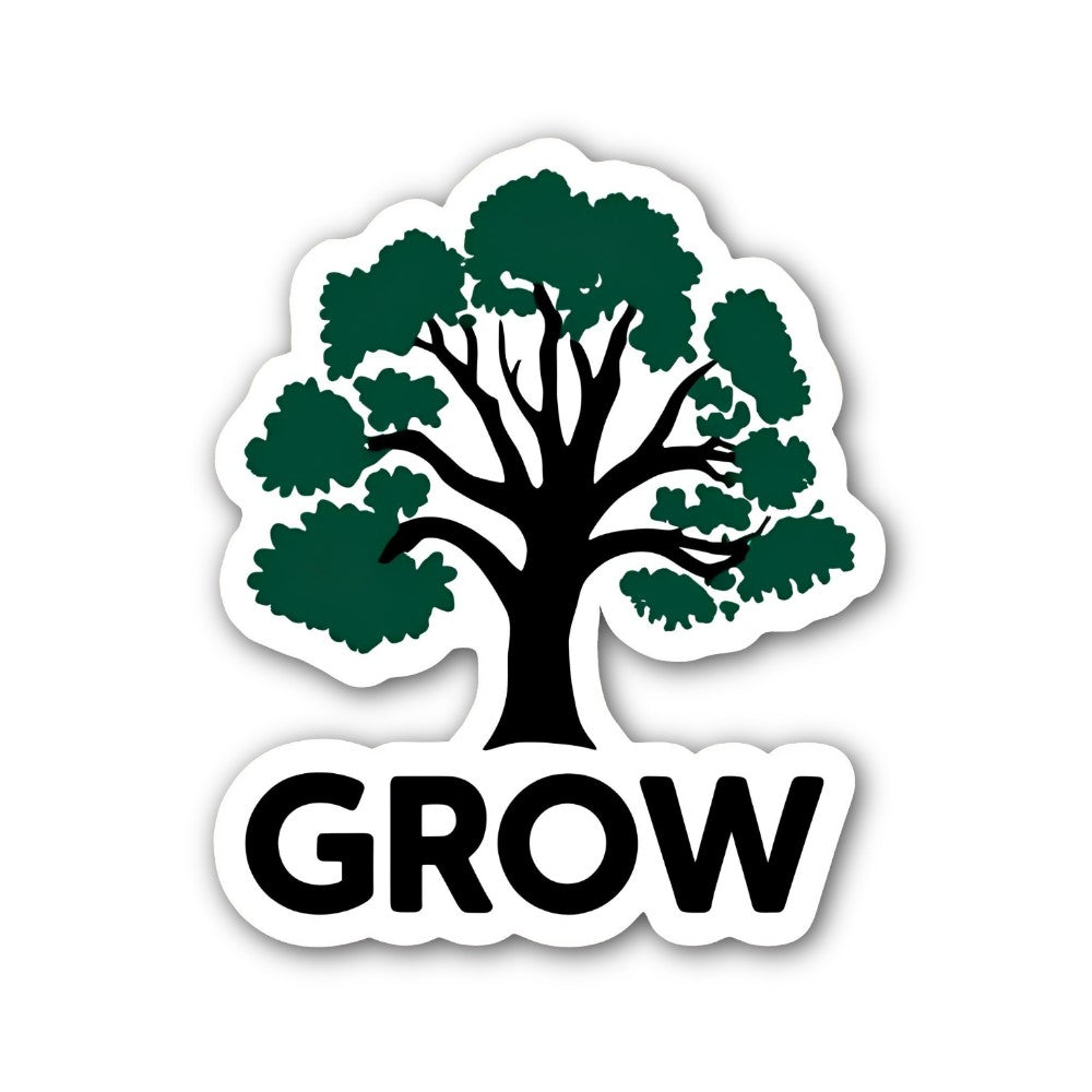 GROW Green Colour Tree Sticker, Waterproof Vinyl Decal Sticker Indoor Or Outdoor 2 (Pieces) 3" and 5"