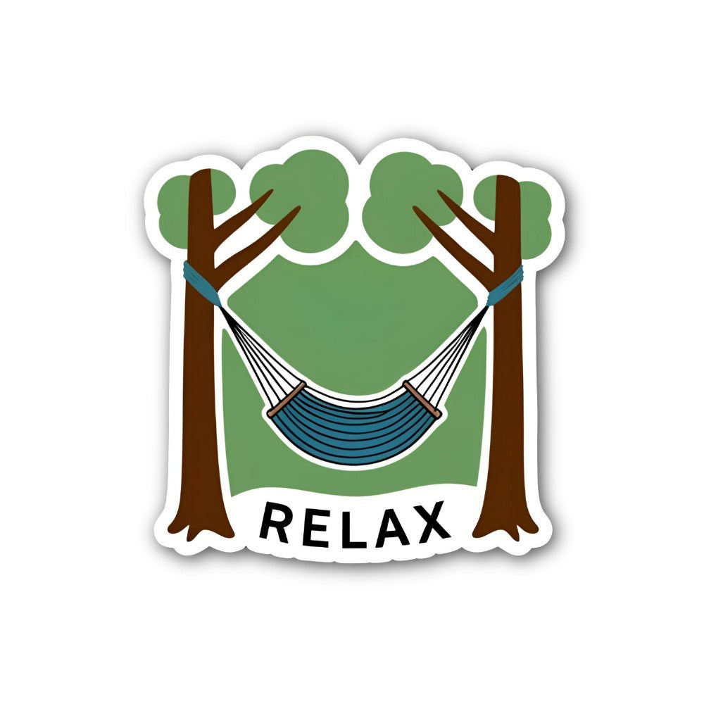RELAX WIth Cute Hammock Sticker, Waterproof Vinyl Decal Sticker Indoor Or Outdoor 2 (Pieces) 3" and 5"