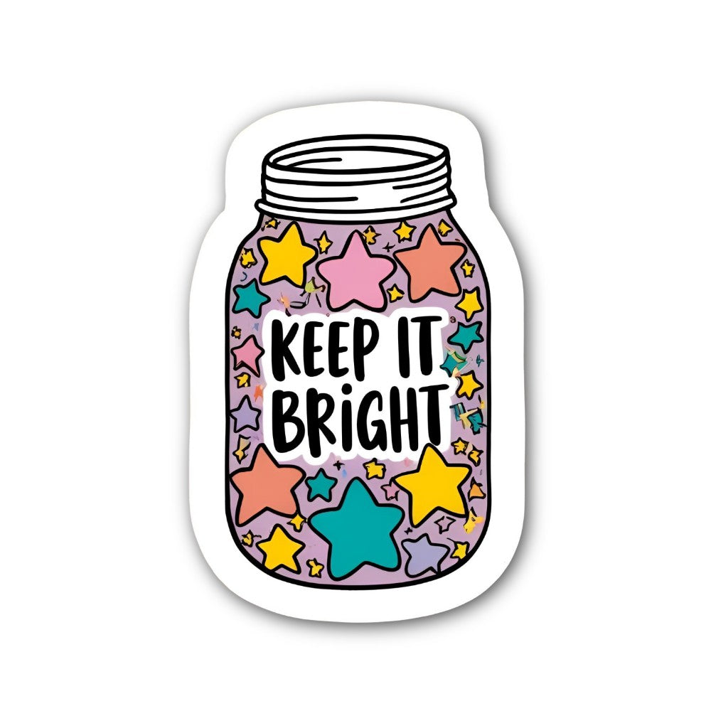 KEEP IT BRIGHT Cute Jar Sticker, Waterproof Vinyl Decal Sticker Indoor Or Outdoor 2 (Pieces) 3" and 5"
