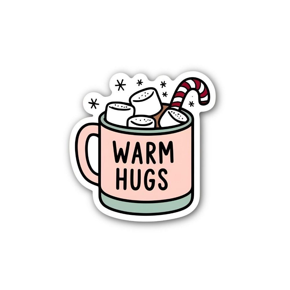 Cute WARM HUGS Sticker, Waterproof Vinyl Decal Sticker Indoor Or Outdoor 2 (Pieces) 3" and 5"