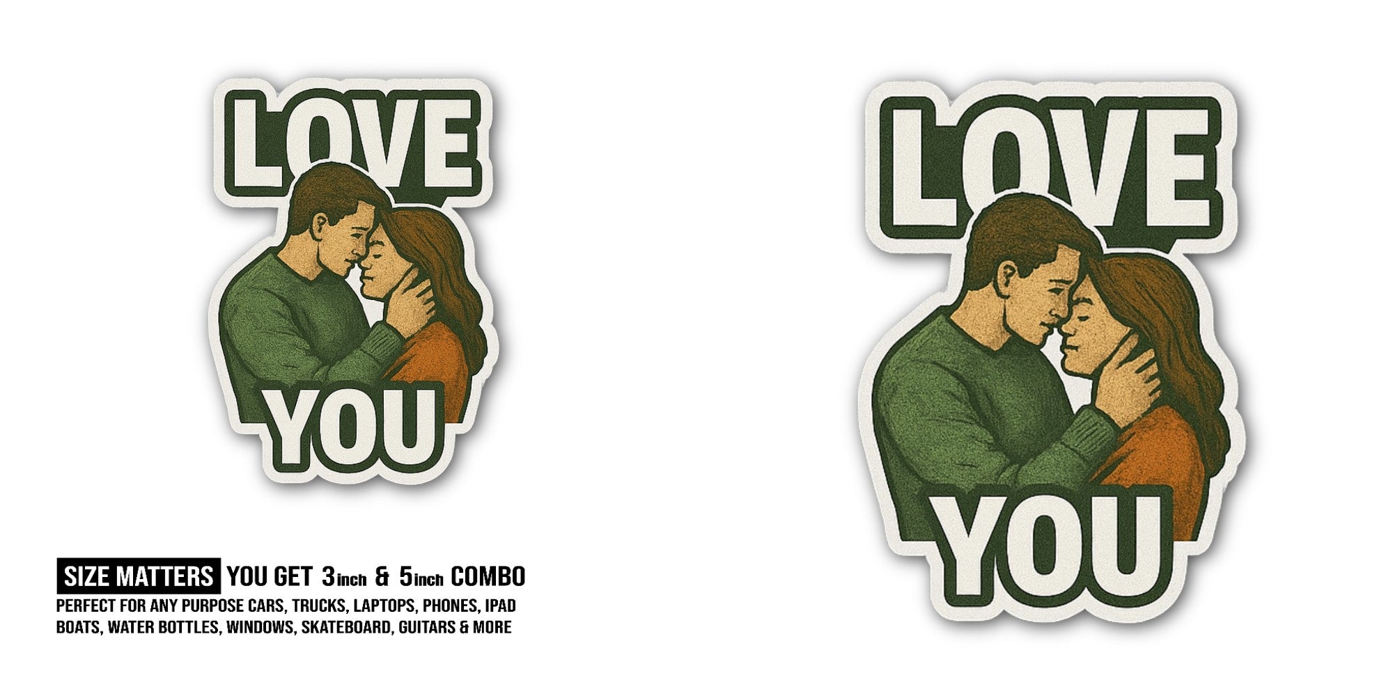 Beautiful Girl & Boy Sticker, Waterproof Vinyl Decal Sticker Indoor Or Outdoor 2 (Pieces) 3" and 5"