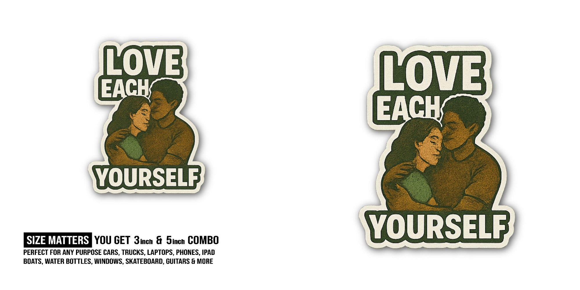 Beautiful Girl & Boy Sticker, Waterproof Vinyl Decal Sticker Indoor Or Outdoor 2 (Pieces) 3" and 5"