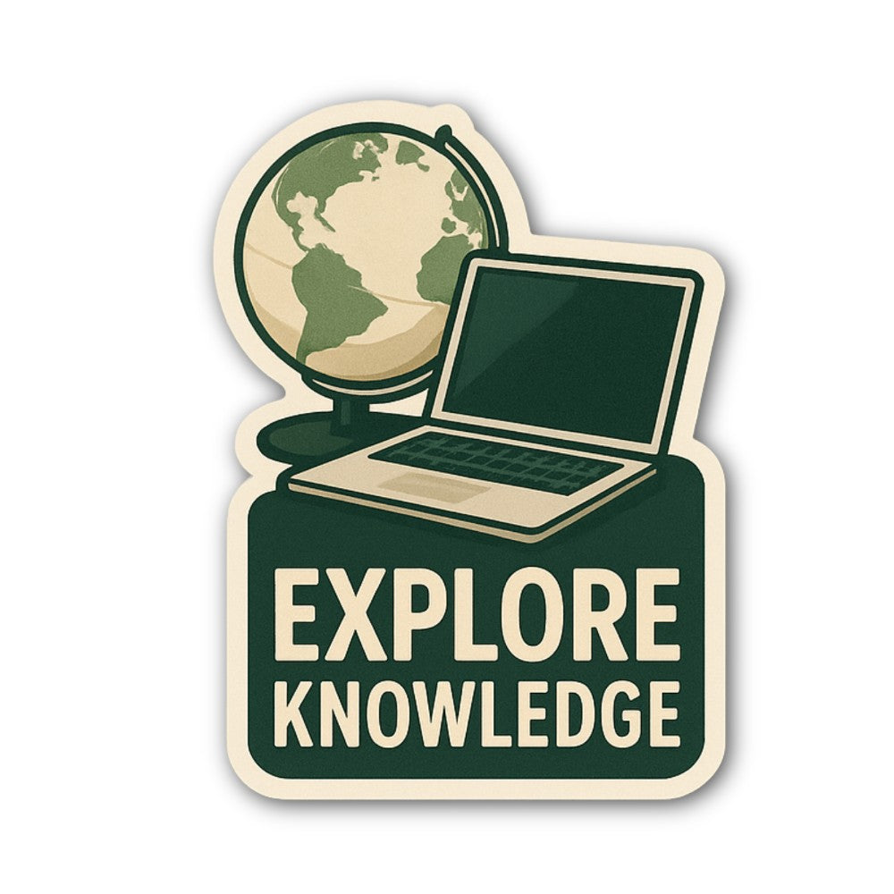 EXPLORE KNOWLEDGE Sticker, Waterproof Vinyl Decal Sticker Indoor Or Outdoor 2 (Pieces) 3" and 5"