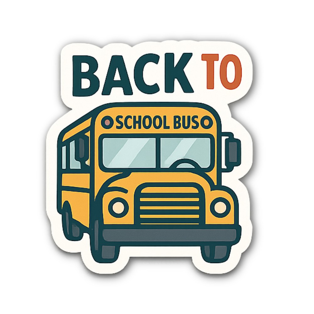 BACK TO SCHOOL BUS Sticker, Waterproof Vinyl Decal Sticker Indoor Or Outdoor 2 (Pieces) 3" and 5"