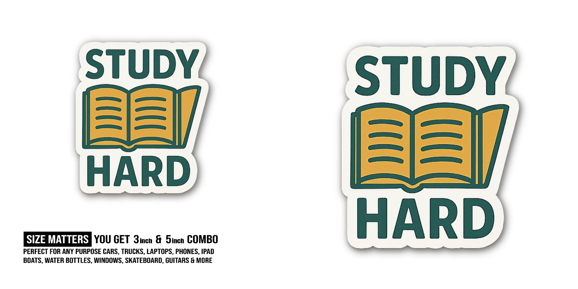 Yellow Book Sticker, Waterproof Vinyl Decal Sticker Indoor Or Outdoor 2 (Pieces) 3" and 5"