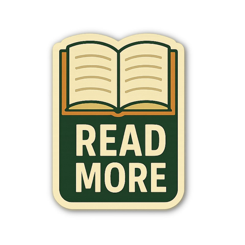 Books More Sticker, Waterproof Vinyl Decal Sticker Indoor Or Outdoor 2 (Pieces) 3" and 5"