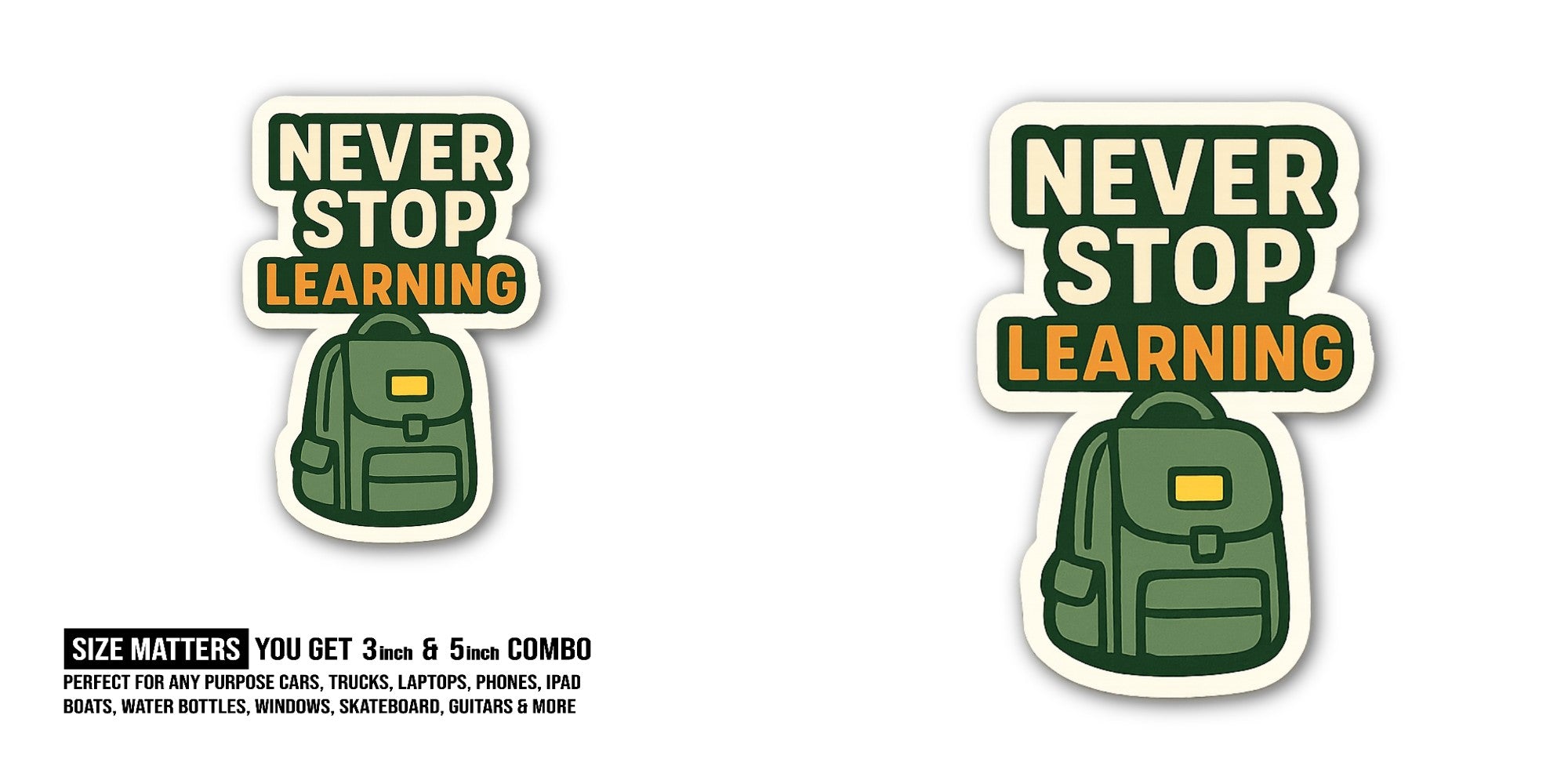 School Bag Sticker, Waterproof Vinyl Decal Sticker Indoor Or Outdoor 2 (Pieces) 3" and 5"