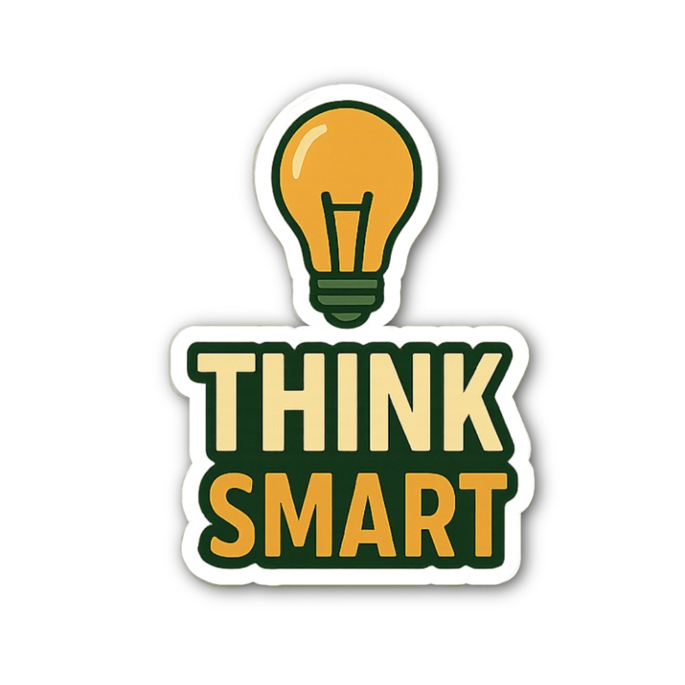 Smart Think Sticker, Waterproof Vinyl Decal Sticker Indoor Or Outdoor 2 (Pieces) 3" and 5"