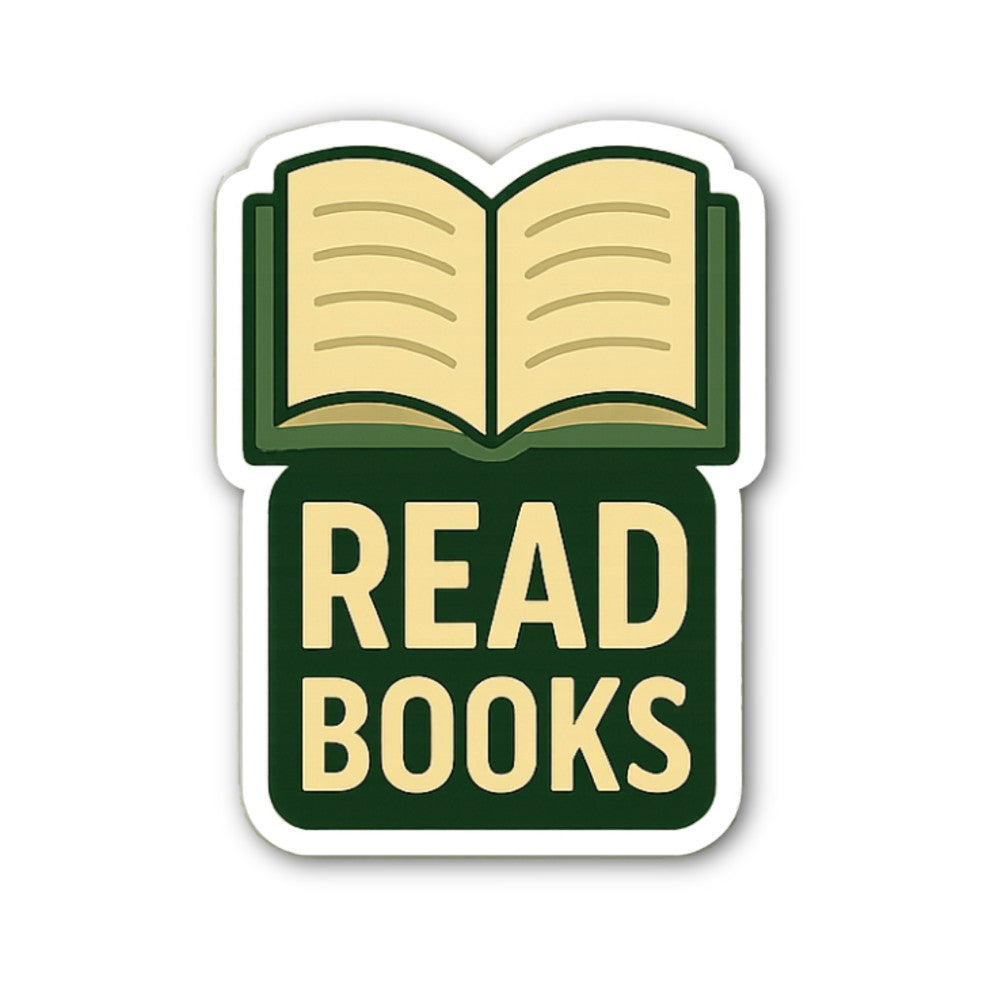 Reads Books Sticker, Waterproof Vinyl Decal Sticker Indoor Or Outdoor 2 (Pieces) 3" and 5"