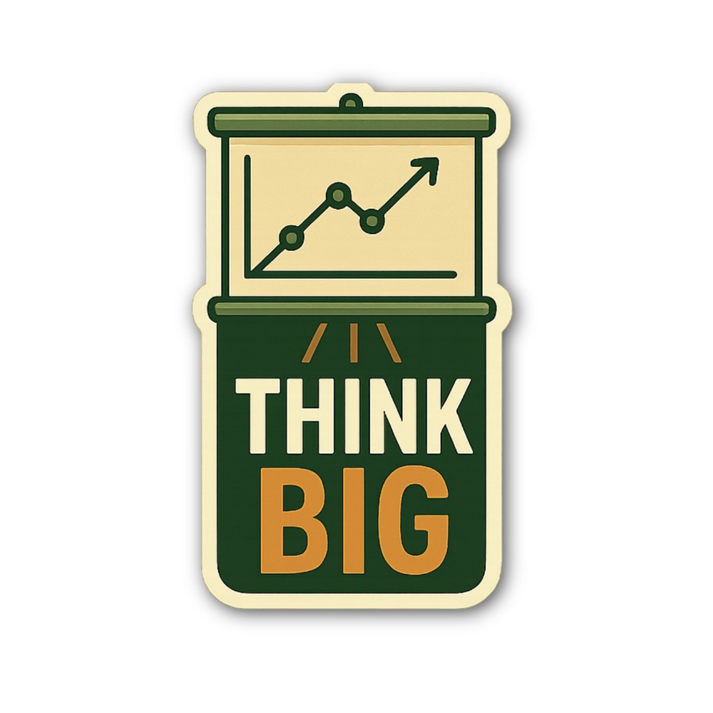 Think Big Sticker, Waterproof Vinyl Decal Sticker Indoor Or Outdoor 2 (Pieces) 3" and 5"