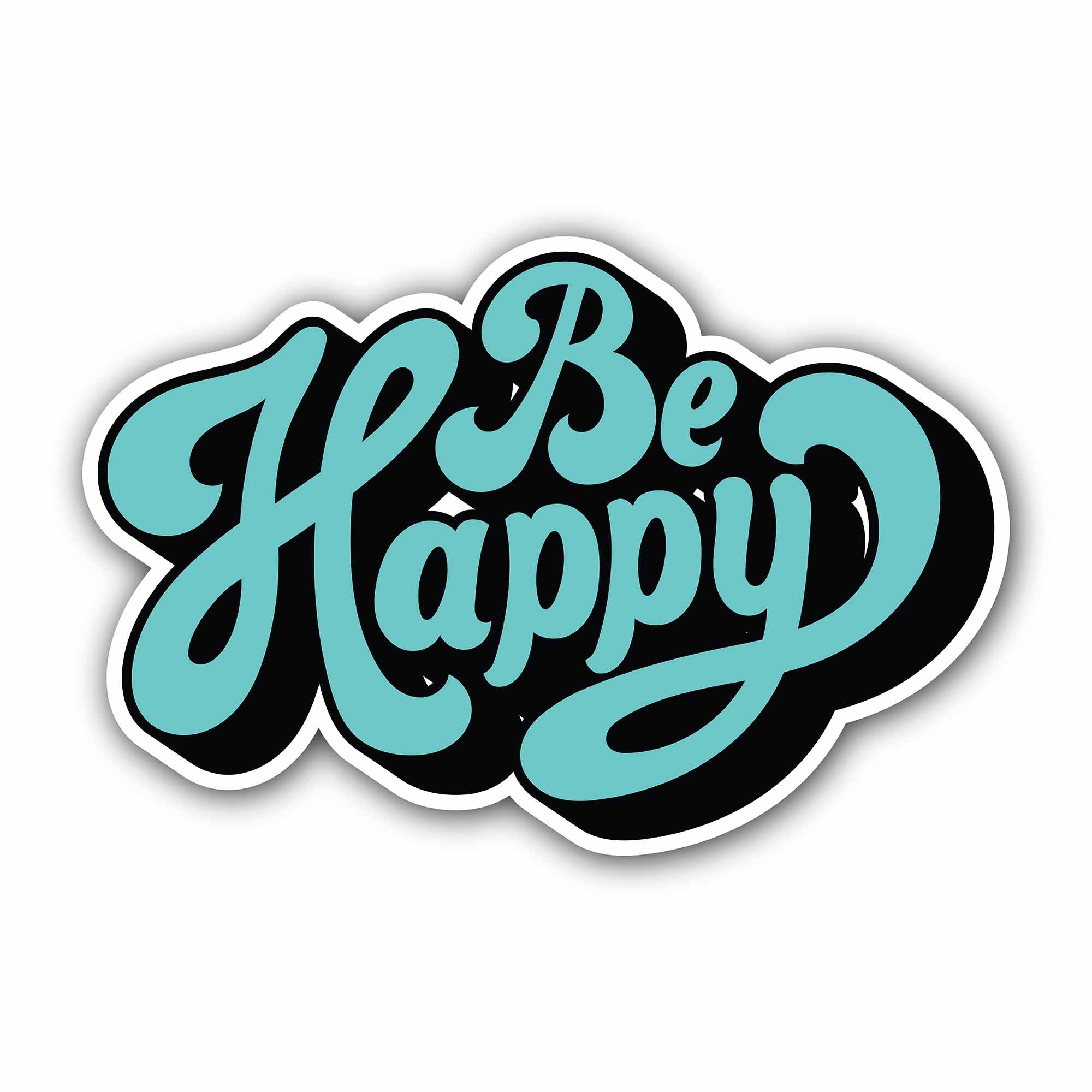 Be Happy Sticker, Waterproof Vinyl Decal Sticker Indoor Or Outdoor 2 (Pieces) 3" and 5"
