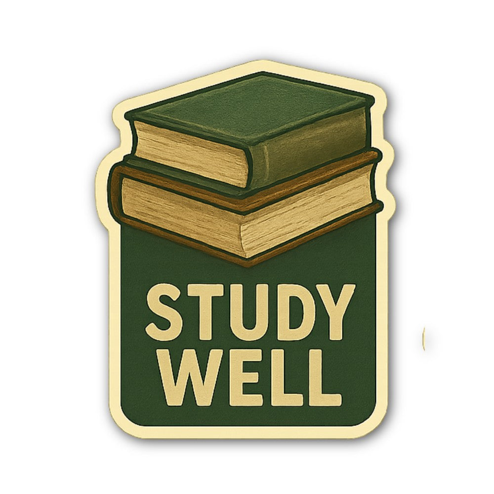 Study Well Sticker, Waterproof Vinyl Decal Sticker Indoor Or Outdoor 2 (Pieces) 3" and 5"