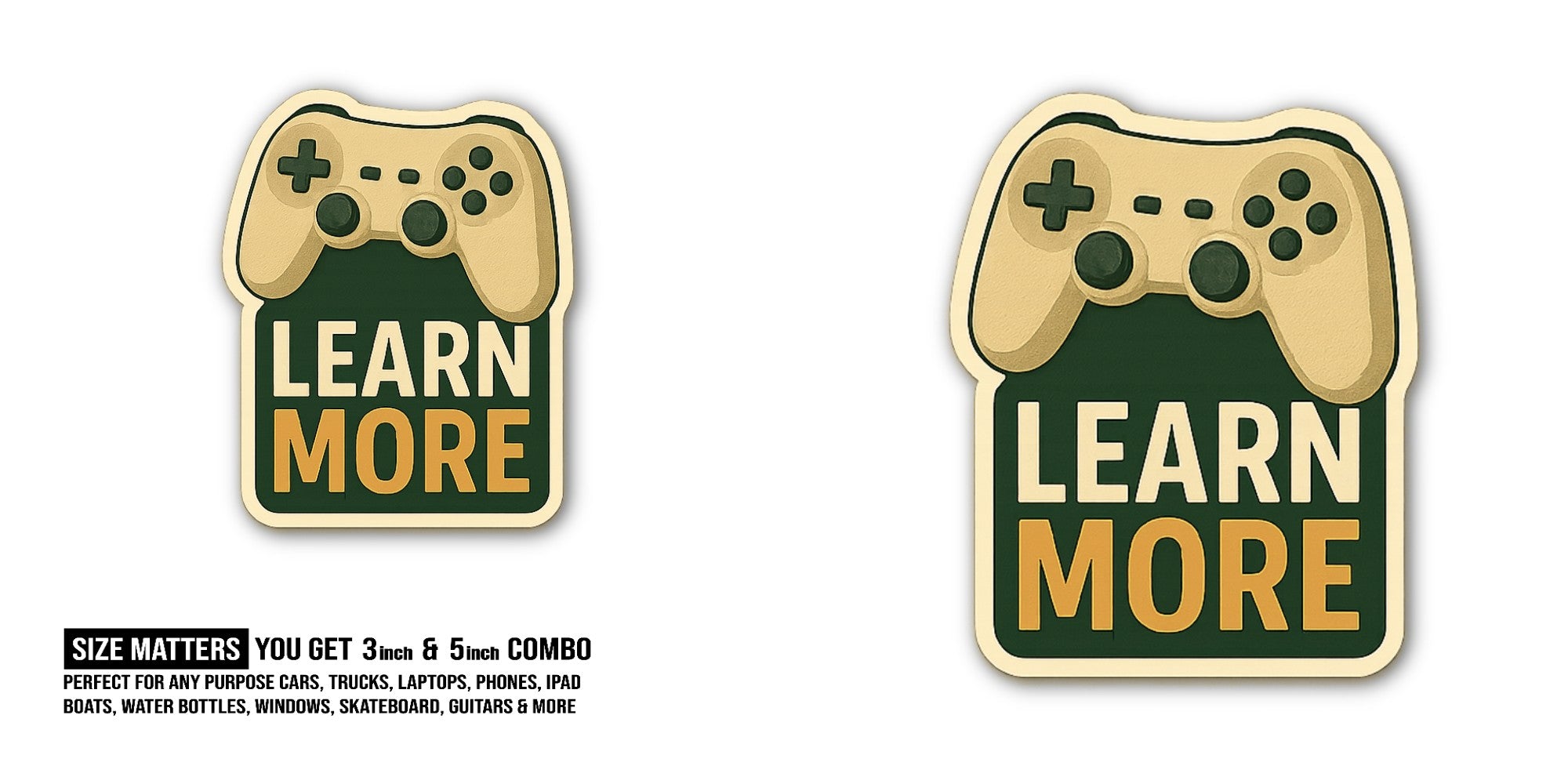 Learn more Games Sticker, Waterproof Vinyl Decal Sticker Indoor Or Outdoor 2 (Pieces) 3" and 5"