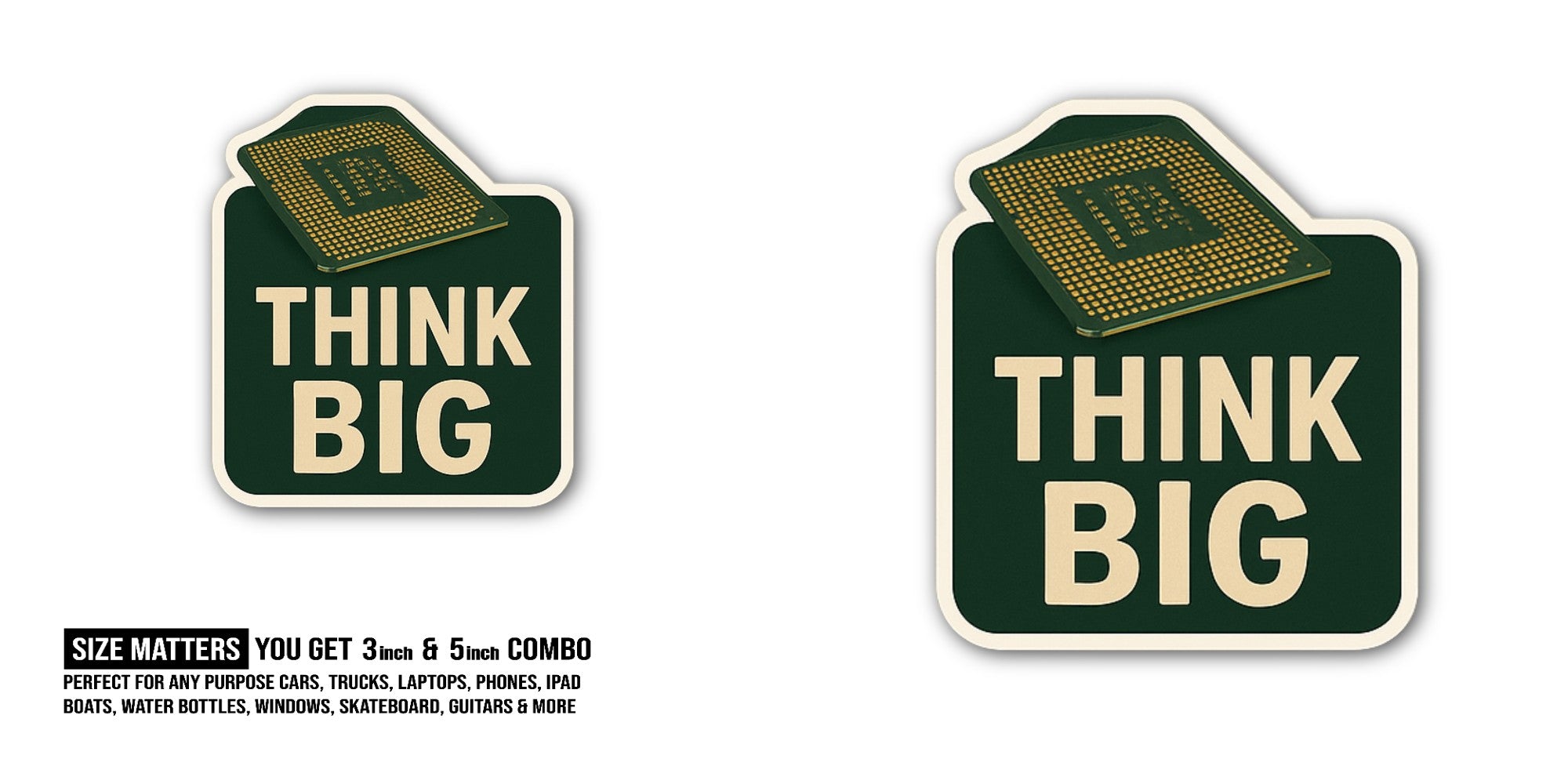Thnk Think Big Sticker, Waterproof Vinyl Decal Sticker Indoor Or Outdoor 2 (Pieces) 3" and 5"