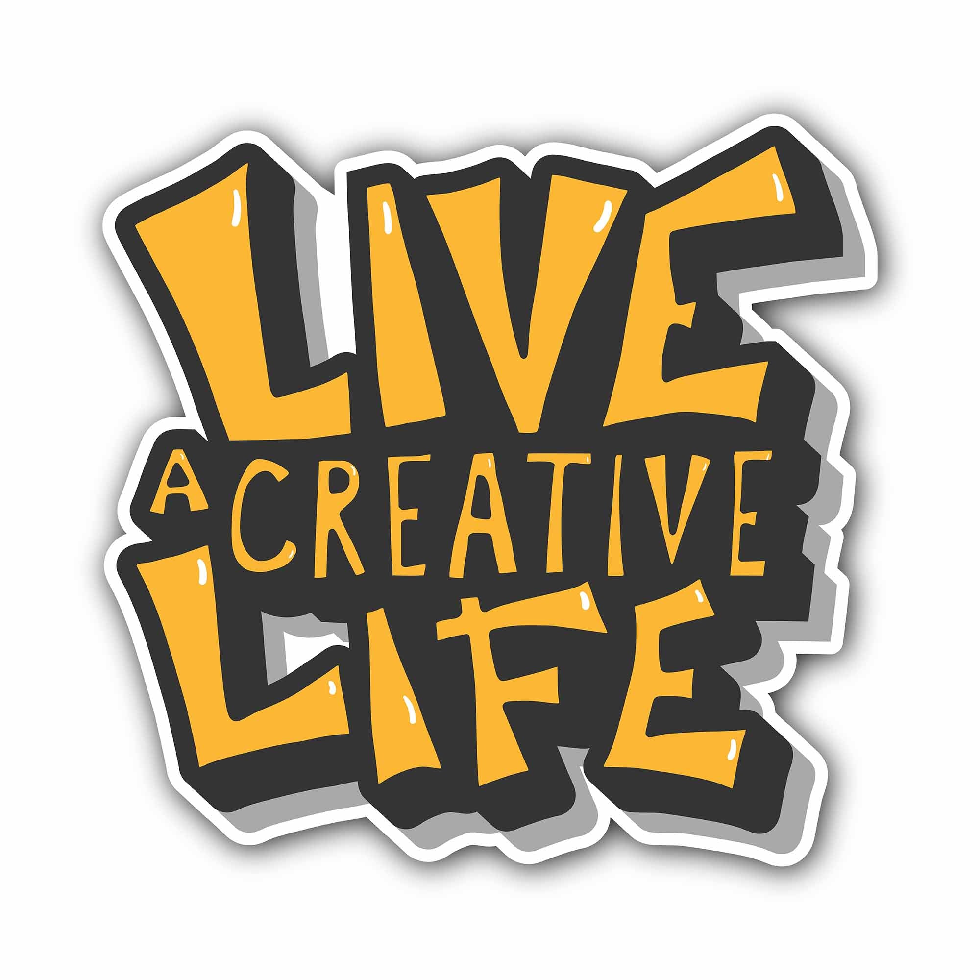 Live A Creative Life Sticker, Waterproof Vinyl Decal Sticker Indoor Or Outdoor 2 (Pieces) 3" and 5"