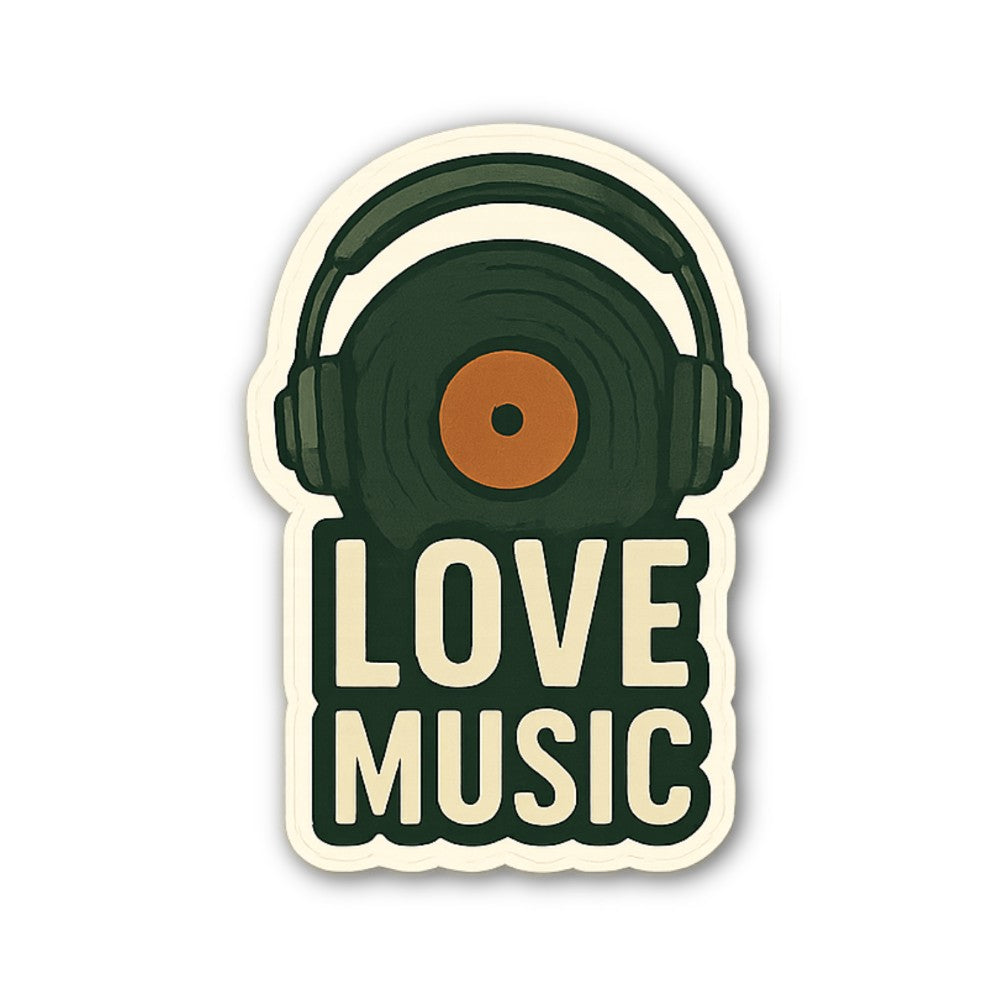 LOVE MUSIC Sticker, Waterproof Vinyl Decal Sticker Indoor Or Outdoor 2 (Pieces) 3" and 5"