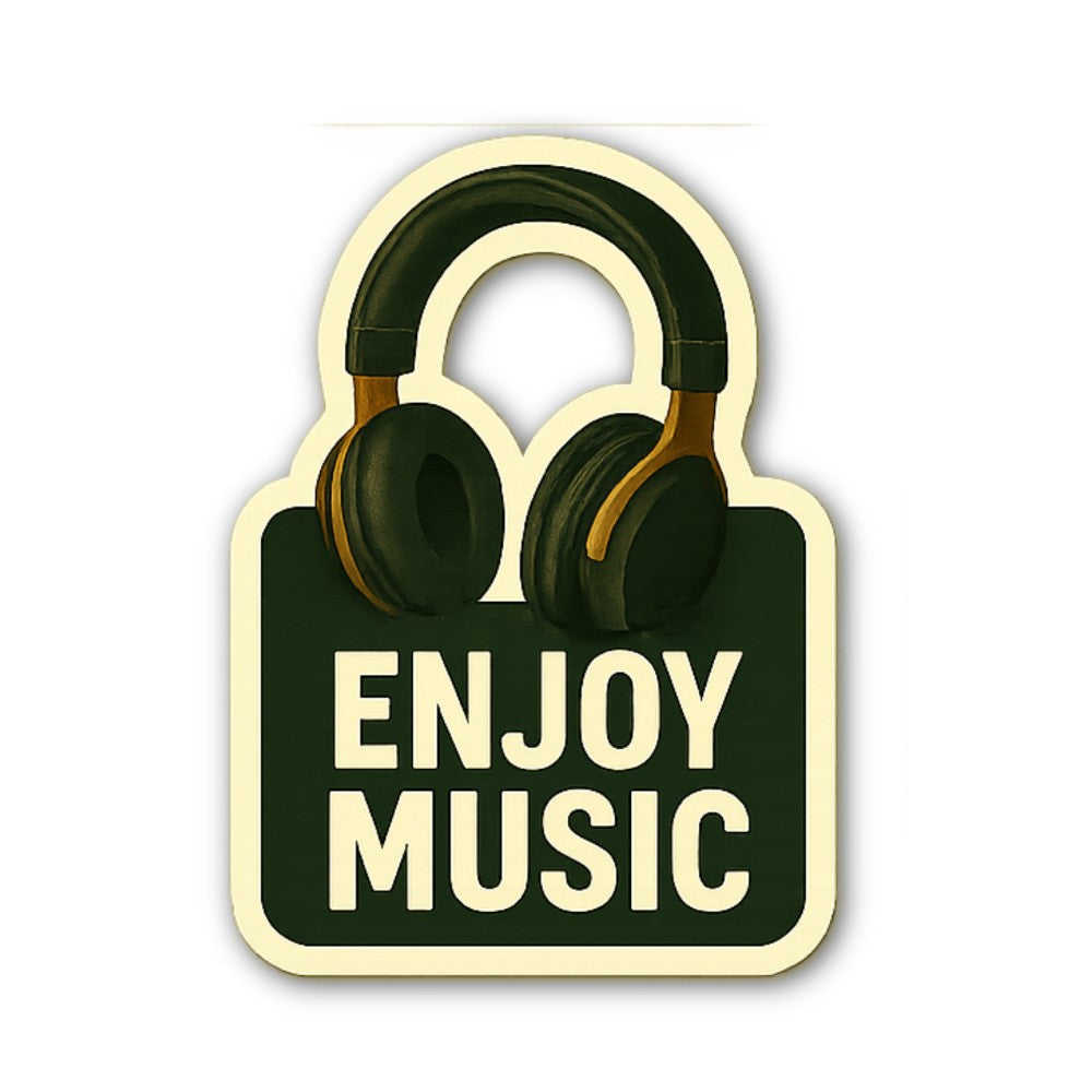 ENJOY MUSIC Sticker, Waterproof Vinyl Decal Sticker Indoor Or Outdoor 2 (Pieces) 3" and 5"