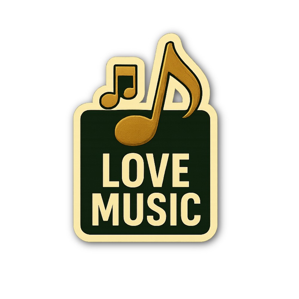LOVE MUSIC & GOLD MUSIC ICON Sticker, Waterproof Vinyl Decal Sticker Indoor Or Outdoor 2 (Pieces) 3" and 5"