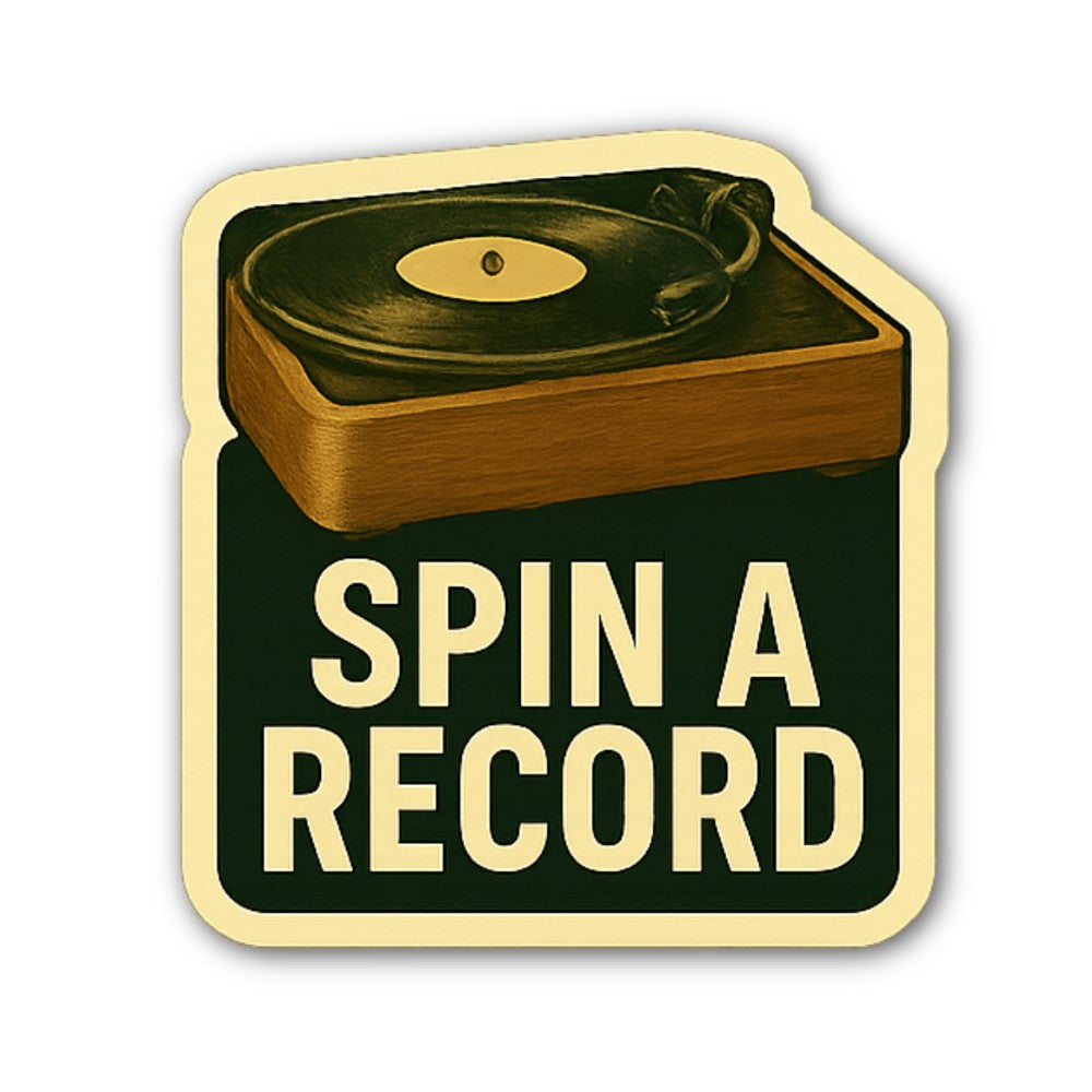 SPIN A RECORD Sticker, Waterproof Vinyl Decal Sticker Indoor Or Outdoor 2 (Pieces) 3" and 5"
