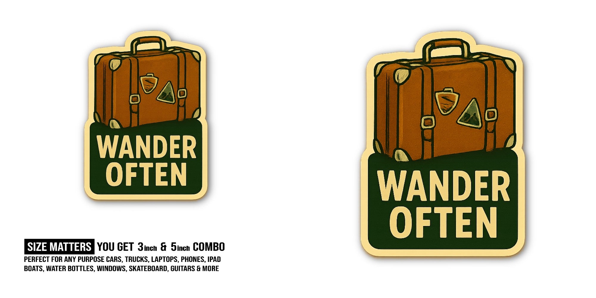 WENDER OFTEN Sticker, Waterproof Vinyl Decal Sticker Indoor Or Outdoor 2 (Pieces) 3" and 5"