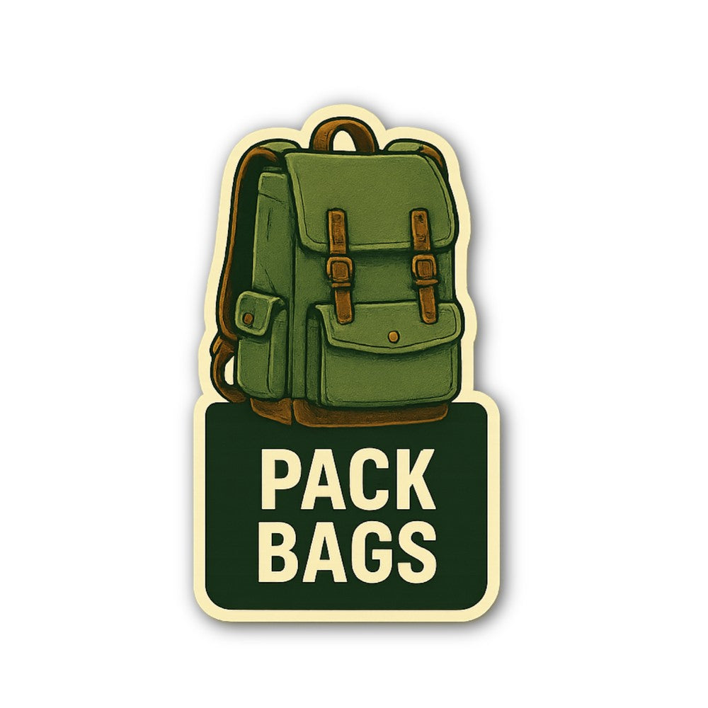 PACK BAGS Sticker, Waterproof Vinyl Decal Sticker Indoor Or Outdoor 2 (Pieces) 3" and 5"
