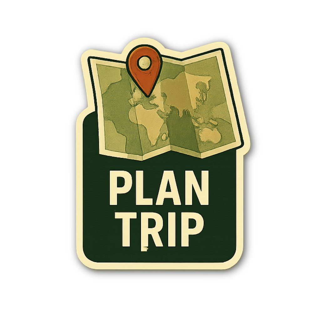 PLAN TRIP Sticker, Waterproof Vinyl Decal Sticker Indoor Or Outdoor 2 (Pieces) 3" and 5"