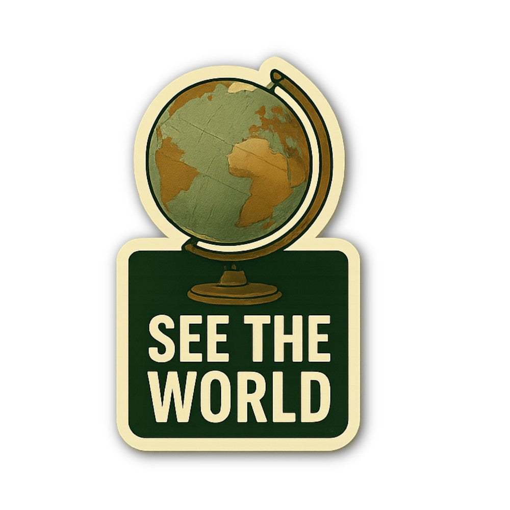 SEE THE WORLD earth Sticker, Waterproof Vinyl Decal Sticker Indoor Or Outdoor 2 (Pieces) 3" and 5"