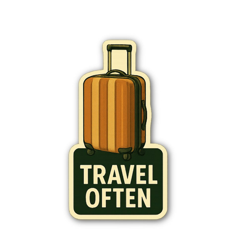 TRAVEL OFTEN Sticker, Waterproof Vinyl Decal Sticker Indoor Or Outdoor 2 (Pieces) 3" and 5"
