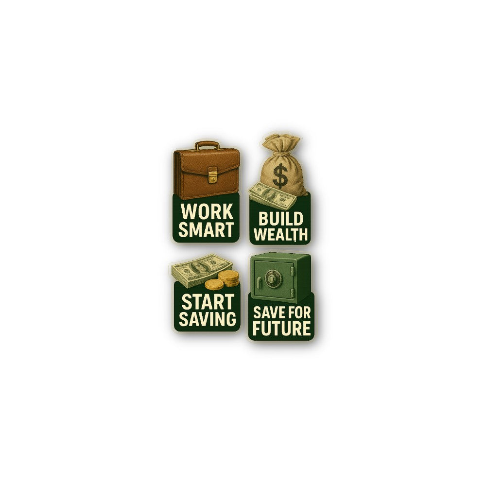 Financial Principles Sticker, Waterproof Vinyl Decal Sticker Indoor Or Outdoor 2 (Pieces) 3" and 5"