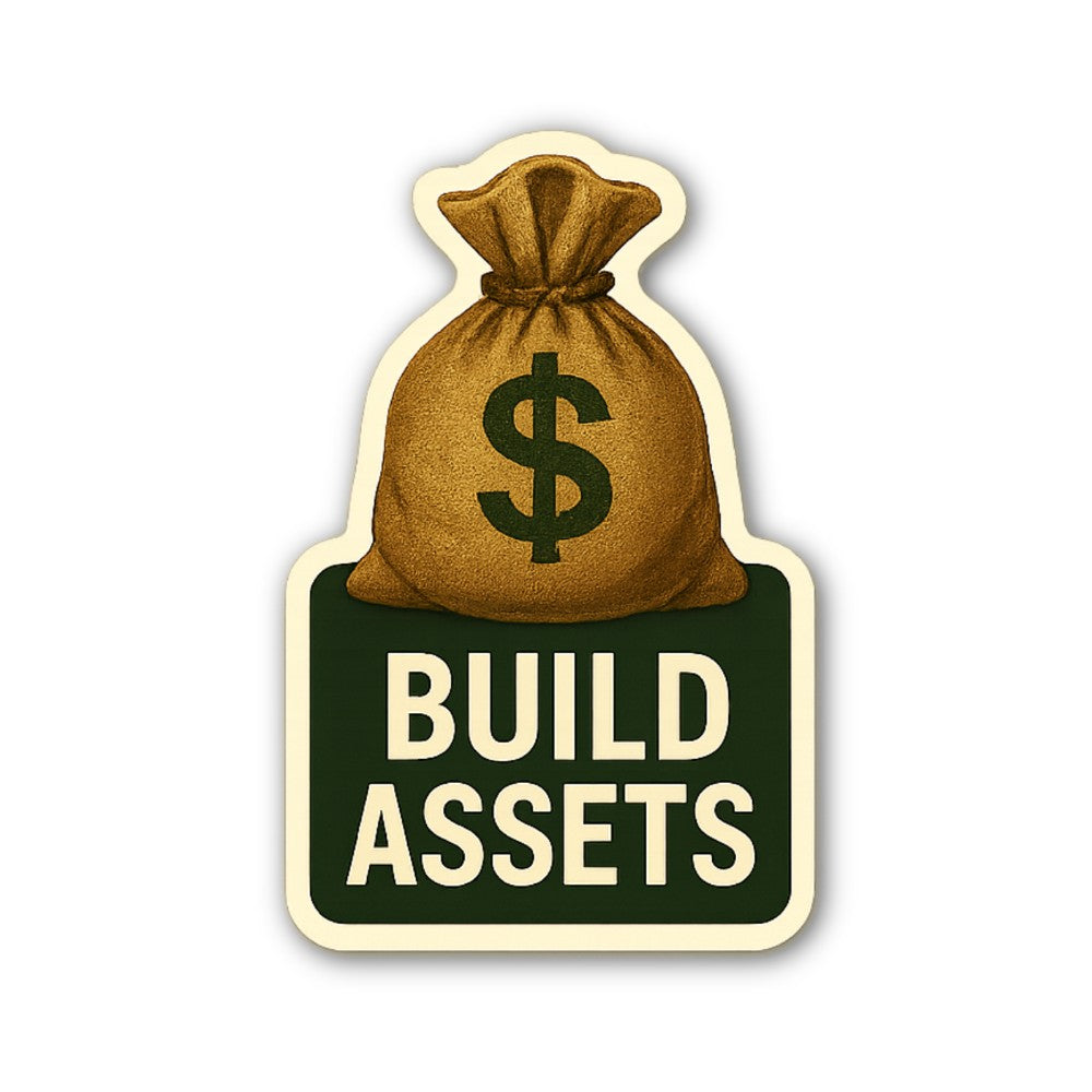 Build Assets Sticker, Waterproof Vinyl Decal Sticker Indoor Or Outdoor 2 (Pieces) 3" and 5"