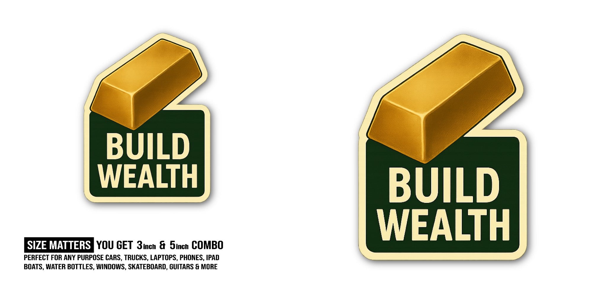 Golden Future Sticker, Waterproof Vinyl Decal Sticker Indoor Or Outdoor 2 (Pieces) 3" and 5"