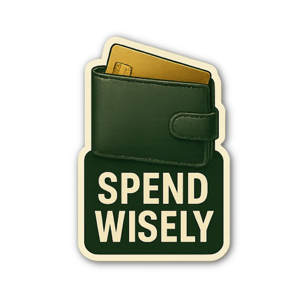 SPEND WISELY Money Sticker, Waterproof Vinyl Decal Sticker Indoor Or Outdoor 2 (Pieces) 3" and 5"