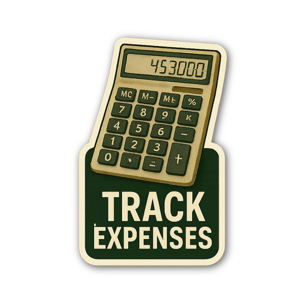 TRACK EXPENSES Sticker, Waterproof Vinyl Decal Sticker Indoor Or Outdoor 2 (Pieces) 3" and 5"