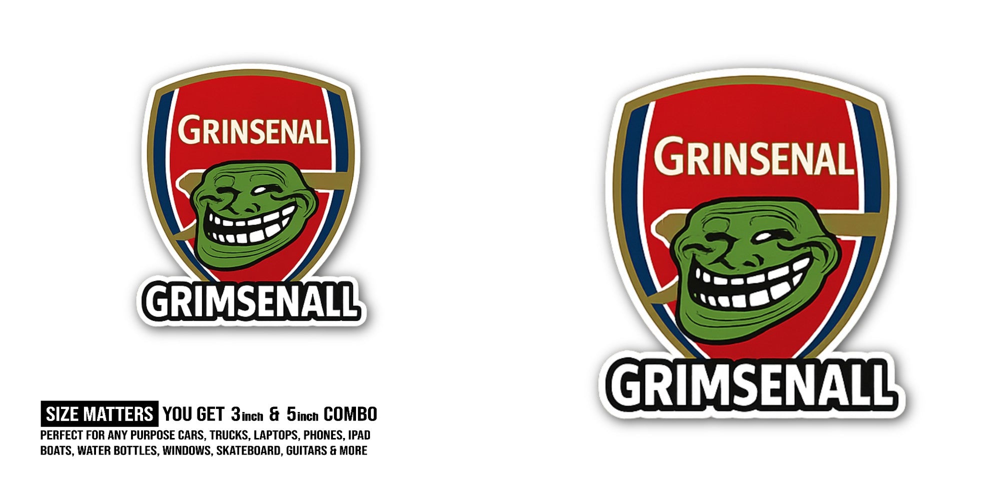Funny GRIMSENALL Sticker, Waterproof Vinyl Decal Sticker Indoor Or Outdoor 2 (Pieces) 3" and 5"