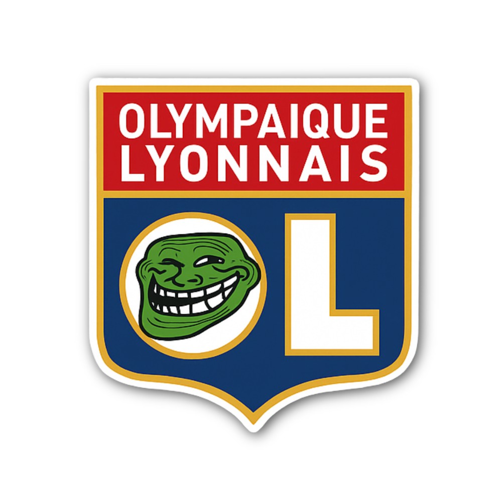 Funny Face With OLYMPAIQUE LYONNAIS Sticker, Waterproof Vinyl Decal Sticker Indoor Or Outdoor 2 (Pieces) 3" and 5"